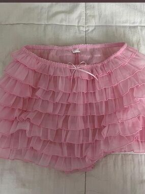 Pink Ruffle Layered Women's Shorts